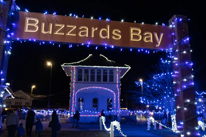 a crowd of people at night