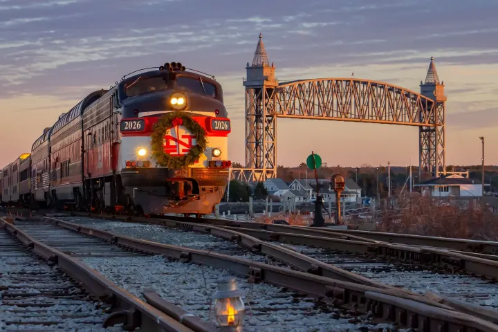a large long train on a steel track