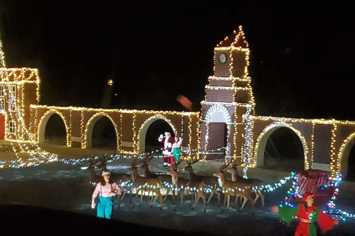 a cake in front of a building