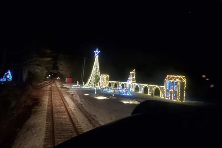 a lit up city at night